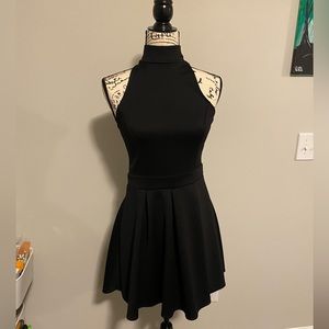 Love Culture Mockneck Mini Skater dress with unique open back